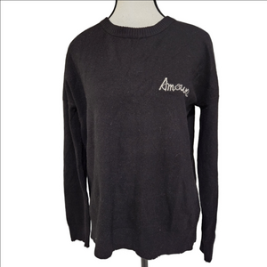 NWT Zadig & Voltaire Gaby Amour Wool & Cashmere Sweater Women S Noir